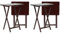 PJ Wood Solid and Sturdy Wood Construction Portable Folding TV Snack Tray Table Desk Serving Stand, Espresso Brown (4-Piece Set)