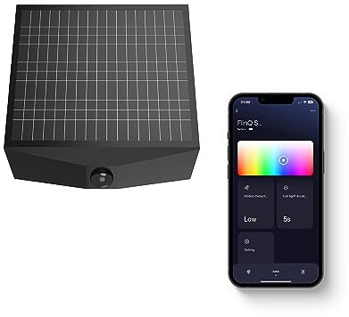 FLINQ Solarlampe Orion - Wandleuchte Solar außen - Schwarz | Solarleuchten Balkon mit Bewegungsmelder - Deko Garten Wetterfest - RGB