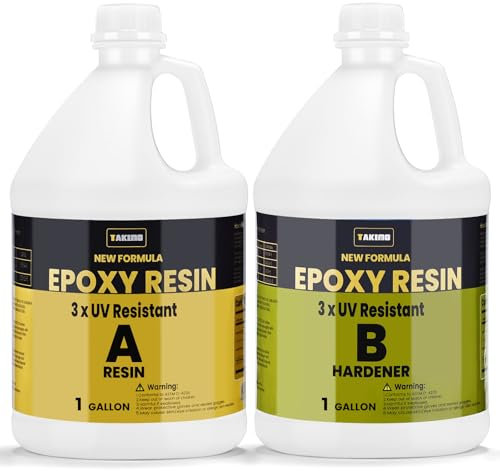 TAKIMO 2 Gallon 3×UV Resistant Resin Kit,Bubble Free & Crystal Clear Epoxy Resin for Coating, Casting, Table Top,DIY, Bar Top, River Tables, Resin Art, Wood with High Gloss Finish