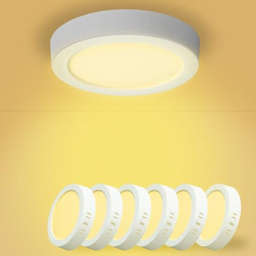 Yexati 6 Stück Deckenlampe LED Deckenleuchte Flach Rund 15W 3000K 1620LM IP44 Wasserfest Modern Badezimmer Lampe, Badlampe Decke Küchenlampe Weiß für Küche Bad Schlafzimmer Flur Balkon Keller Ø17cm