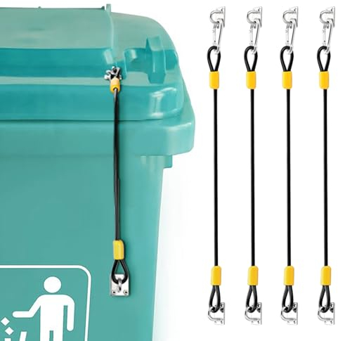 TOLIDA Lot de 4 fermetures de poubelles en métal - Solide et robuste - Étanche - Pour l'extérieur - 48 cm