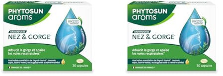 PHYTOSUN AROMS Capsules Nez et Gorge aux Huiles Essentielles, Adoucit la gorge et Apaise les voies respiratoires, 30 Capsules (Lot de 2)