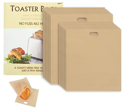 VIDETOL Pack of 24 Non-Stick Toasta Bags, 2 Sizes, Reusable Toastabags, Teflon Toaster Bags for Microwave, Grill or Baking