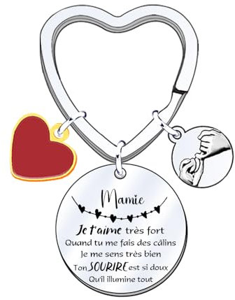 FGHJK Porte-clés Mamie Cadeau pour Grand-mère Porte-clés Argent Métallique pour Fête des Grand-mères