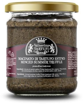 Valnerina Tartufi Truffe Noire D'été Broyée | Naturelle, Artisanale et Italienne Conservée Dans De L'huile D'olive Extra Vierge Evo | Pot 180 Gr.