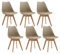TTATC Pack de 6 Sillas de Comedor con Patas de Madera Maciza de Haya, Sillas de Cocina de Diseño Nórdico Sillas de Oficina de Madera con Asiento Acolchado,Caqui