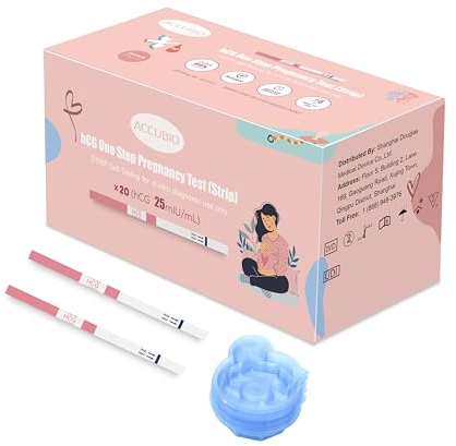Schwangerschaftsteststreifen, hCG-Schwangerschaftstest für zu Hause zur Früherkennung, über 99% Genau, 20 Stück Einzeln Verpackt mit Urinbechern, Schwangerschaftstests 5mm Breit, 10mIU/mL