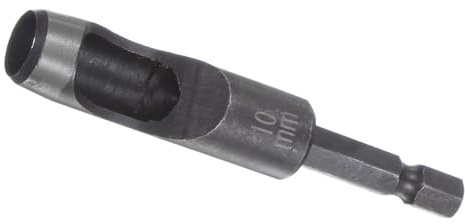 Kozelo Leather Hole Punch Tool - [10mm x 1/4 Shank] Extension Hex Shank Drill Bit Carbon Steel Hollow Puncher for Fabric Leathercraft Belts Use, 85mm Length
