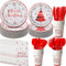 KAHEIGN 175 Piezas Vajilla de Papel para Fiestas Navideñas, 25 x Platos de Comida & Platos de Ensalada, 25 x Vasos de 270ml, 25 x Servilletas, 25 x Reutilizables Cuchillos, Tenedores y Cucharas