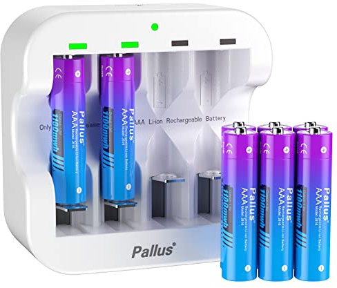 Rechargeable 1.5V AAA Lithium Batteries, High Capacity 1100mWh, 8 Pack Triple A Rechargeable, 2 Hour Fast Charge, with 4-Slot Charger, Low Self-Discharge, for Mouse, Toys, Cameras