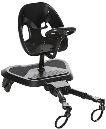 Patinete Universal para Silla de Paseo GO SEAT 2 en 1 - Asiento Desmontable, Volante y Ruedas con Luz, Niños 2-5 Años hasta 20 kg - Negro Asalvo