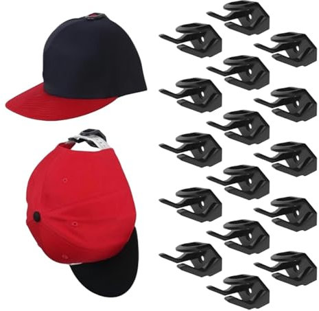 Sivono Cap halter, 16 Stück Cap Halterung Wand,Huthalter Selbstklebende für Wandmontage, Starke Kappenaufhänge, Hutablage für Basecaps Hüte Mützen und Zubehör (Schwarz)