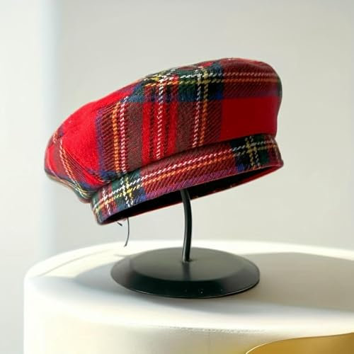 NYSDM Wool Blend Women's French Beret Fashionable Painter's Hat, Warm Fleece-Lined Beret for Winter Stylish Red Hat Women Men