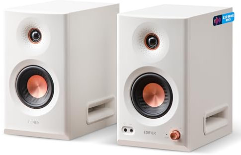 Edifier MR5 Haut-parleur de studio actif | Moniteur 3 voies Hi-Res 110 W + crossover tri-amped | XLR, TRS, RCA + AUX | sans fil LDAC 24 bits/96 kHz | Application ConneX | EQ + régulateur avant | Blanc