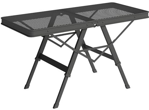 Outsunny Campingtisch höhenverstellbar Klapptisch mit Metallgitter Klappbar Gartentisch aus Aluminium leicht Multifunktionstisch Beistelltisch für Garten Balkon Camping 90 x 40,5cm Schwarz