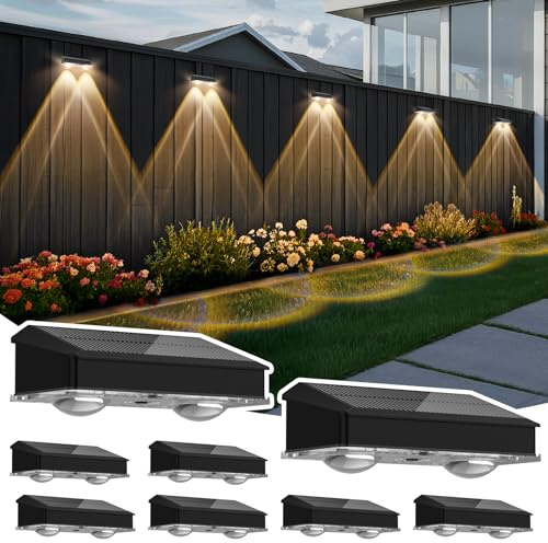 YIFMOO Solarlampen für Außen, 8 Stück Wasserdicht Solar Wandleuchte Aussen | Solarleuchten für Außen Garten mit 4 Modus-Warmweiß/Kaltweiß/2 RGB Modi, LED Gartenleuchten für Terrasse Wand Treppen Zäune