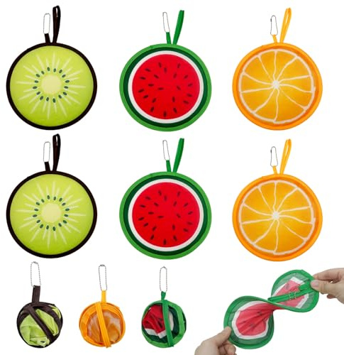 SAIIURV 6 Pcs Round Folding Handheld Folding Hand Fan Portable Foldable Fan Summer Foldable Fans Watermelon Kiwifruit Orange Fruit Hand Fans for Summer Party Wedding Gift Outdoor Decor (6 Pcs)