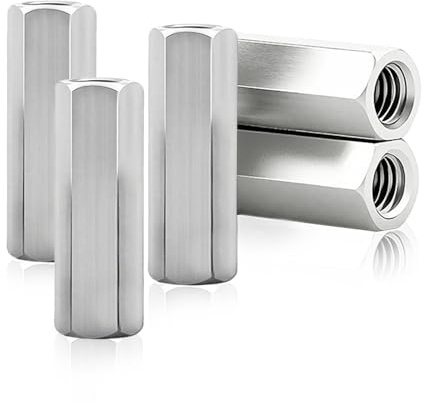 5 Stück Langmutter M8 x 75 mm, Hülsenmutter Galvanisch Verzinkter Stahl Gewindehülse Innengewinde Gewindemuffe Verbindungsmuttern Set (Silber)