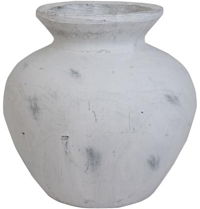 Britalia BR19502 White Stone Effect Vintage Ceramic Vase and Plant Pot - 30cm Height