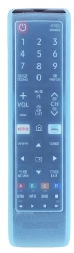 YAREETY Funda Transparente De Repuesto Para Mando A Distancia Samsung TV, Funda De Silicona Universal Con Cordón, Azul