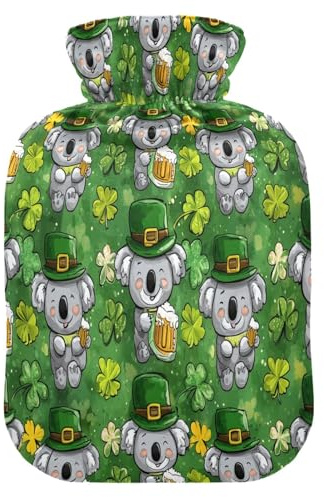 Koala Clover Bier-Wärmflasche mit Fleece-Bezug, PVC-Wärmbeutel, 2 Liter
