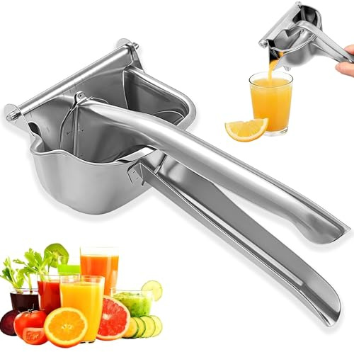 Exprimidor Manual de Cítricos Inoxidable - exprimidor de frutas Bar de limones de mano Metal Lime Herramienta Exprimidor Manual de Acero Inoxidable 304 Exprimidor para Libre de BPA para Naranja, Limón