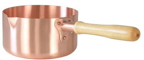Mauviel Made In France Copper 1.8-Quart Sugar Saucepan with Wood Handle