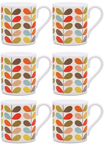 Orla Kiely 6 x Ten Colour Stem Mugs