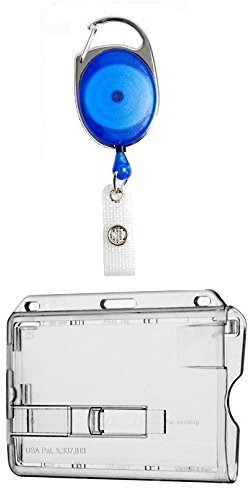 Waizmann.IDeaS 1x STAHLSEIL Ausweisset - Ausweisjojo Jojo Zipper oval + Kartenhülle mit Ausschieber - Kartenhalter Ausweis Hülle horizontal Schutzhülle Namensschild Ausweishalter Kunststoff