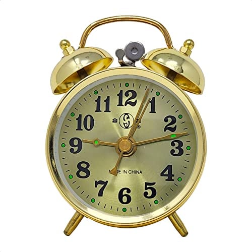 Starlet24 10cm Retro Uhr Aufziehwecker Glockenwecker Nostalgie Retro Doppelglocken Wecker goldfarben (#867)