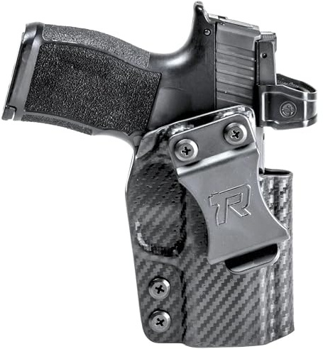 Abgerundetes Kydex IWB Holster passend für: Glock 17 19 19X 26 31 32 33 34 45 (G1-6) Holster – RH – Kohlefaser schwarz – hergestellt in Amerika