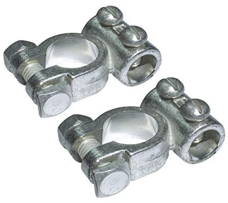 KafTon 2Pcs Positive & Negative Pair Zinc Car Auto Battery Terminal Clamp Connector (11.1mm)