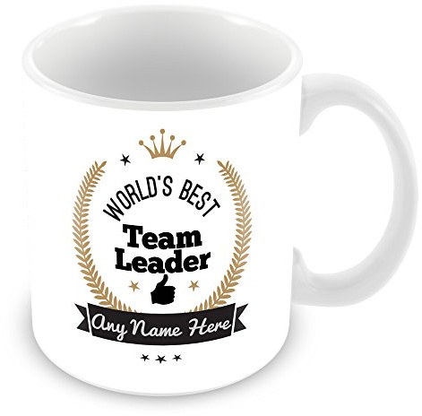World's Best Team Leader Personalised Mug Gift - Customise Cup with Name - Gold