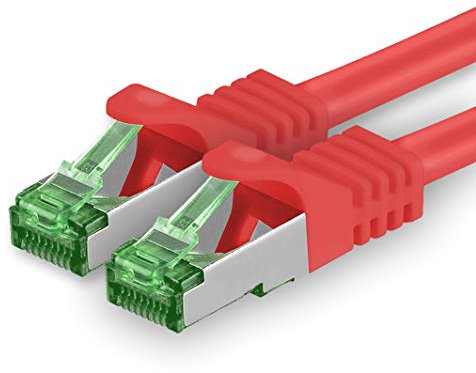 1aTTack.de 0.5 M Cat.7 Network Cable 1 Piece Cat7 Patch Cable Lan Cable Ethernet RJ45 10 Gbit/s (All Internet Speeds) Red 0.5 Meters