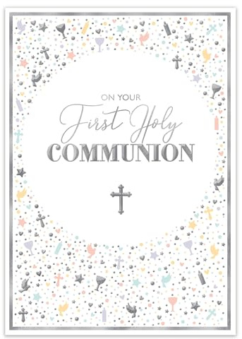 Greeting Card (PR-FRP023) - On Your First Holy Communion - From the Florali Range by Avocado Designs - Foil Finish