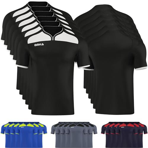 OMKA 6er Trikot Set Trikotsatz Teamwear Fußball Handball Rugby Laufsport Volleyball, Hemdgröße:XL, Farbe:Schwarz