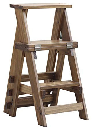 Échelle de marche 4 Transformant Escabeau Repliable Dossier Chaise Escabeau Chaise d'escalier en bois Escabeau Élargi Tabouret Haut Outil de jardinage Usage intensif Usage intensif Max. 150 kg