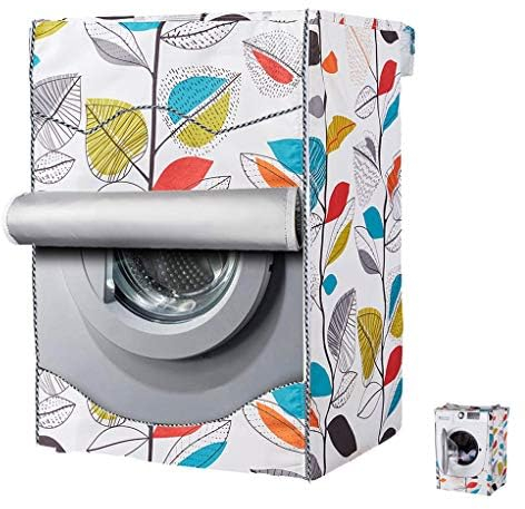 Mr.You Funda impermeable para lavadora de exterior para proteger la lavadora [Hojas de colores - XL(60x64x85CM)]
