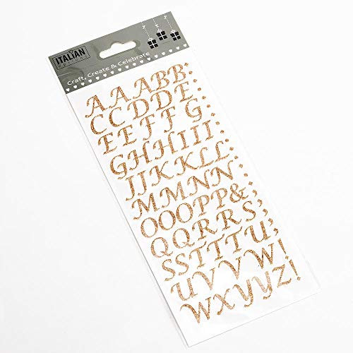 15mm Script Rose Gold Glitter Self Adhesive Alphabet Sticker Letters Craft Embellishment