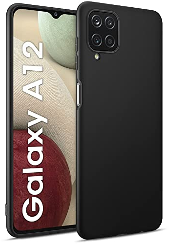 BENNALD Hülle für Samsung Galaxy A12, Extrem Dünn Handyhülle Weiche TPU Stoßfest Kratzfest Schutzhülle Case, Matt Schwarz