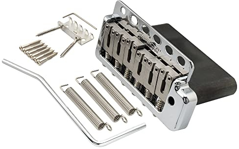 Wilkinson WVP6-SB 54mm 5+1 Loch Tremolo SUS Edelstahl Saitenreiter Chrom | Stahlblock, für Import Strat/Japan Strat Style E-Gitarre