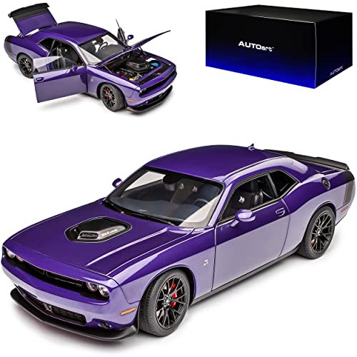 AUTOart Dodge Challenger 392 HEMI SCAT Pack Shaker SRT Hellcat Widebody LC Coupe Violett mit Schwarz Modell Ab 2008 Version ab 2018 71744 1/18 Modell Auto