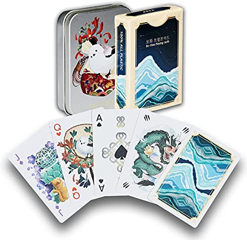 oroora Bohwa Tichu Brettspiel mit Kartenetui - 100% wasserdichte Kunststoff-Spielkarten, Pokergröße, Qualität geprägt - 1 Deck + Koffer