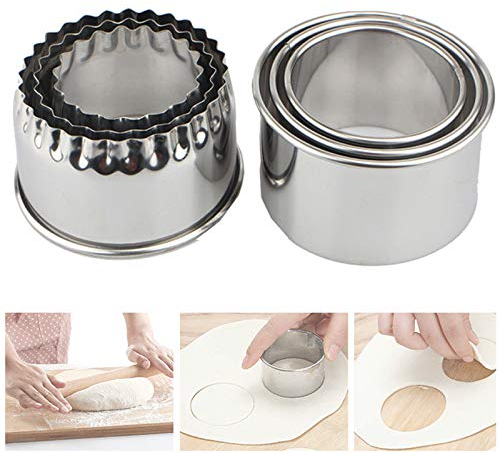 Keksausstecher 6 Stück Rund Plätzchen Ausstecher Plätzchenausstecher Weihnachten Edelstahl Cookie Cutter Gewellte Ausstechformen Ausstecher für Knödelhaut Plätzchen Donut Kekse Obst Brot und Gemüse