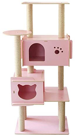 SMSOM 59 Pulgadas Multi-Nivel Cat Tree Stand House Muebles Kittens Activity Tower con Posts Scratching Kitty Pey Play House, Rosa