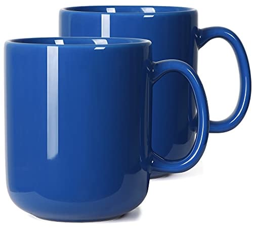 Smilatte 600 ml große Kaffeetasse tassen, M016 Plain porzellan Boss Big gross Teetasse becher mit Griff für Papa Männer, 2er-Set, Blau