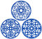 CHEFBEE 3PCS Silicone Trivet Mat - Flexible Non-Slip Heat Resistant Modern Kitchen Teapot Trivets Set for Hot Dishes, Table, Countertop Blue