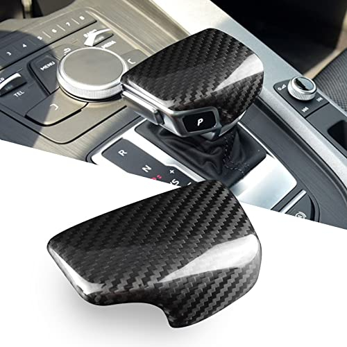 KUNGKIC Kohlefaser Auto-Schaltknauf-Abdeckung Aufkleber Dekorative accessories Carbon Fiber Car Gear Shift Knob für Audi A4 B9 A5 B9 Q7 4M Q5 FY zubehör Innenraum 2016 2017 2018 2019 2020 2021-Typ A