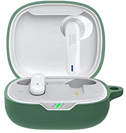 FTRONGRT Bluetooth Earphone Case Cover for JBL Wave 300 TWS Case, Silicone Bluetooth Earphone Case, Shockproof, Carrying Case Compatible JBL Wave 300 TWS Bluetooth Earphone.Dark Green