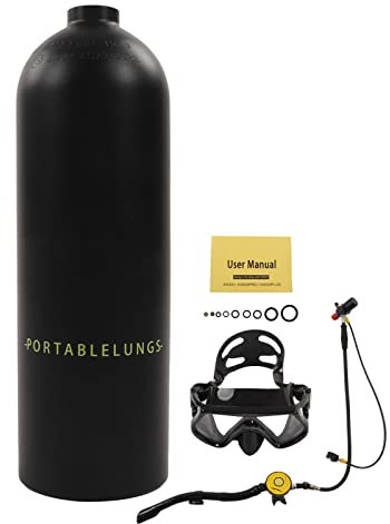 Mini tanque de buceo, DIDEEP 2L X5000Plus tanque de buceo, equipo de buceo, cilindro de oxígeno, tanque de buceo para respiración subacuática (botella vacía) (negro)